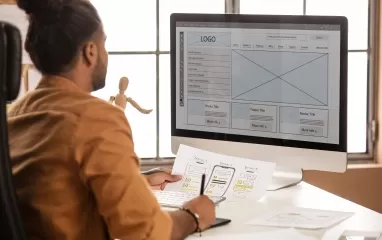 Person designing a mobile app